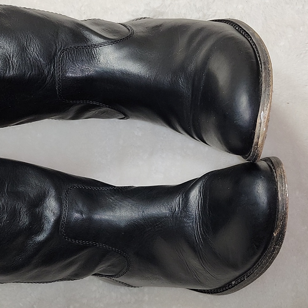 Frye Melissa Button Black Tall Leather Riding Boots Size 9 - Picture 10 of 16